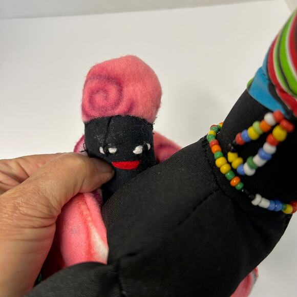 Vintage 2008 Handmade African Mother figure Doll with Baby on Back - Picture 7 of 9